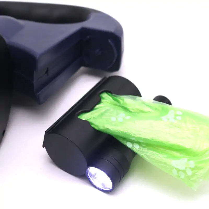 360 Degree Dual Retractable Dog Leash with LED light and Bag Dispenser