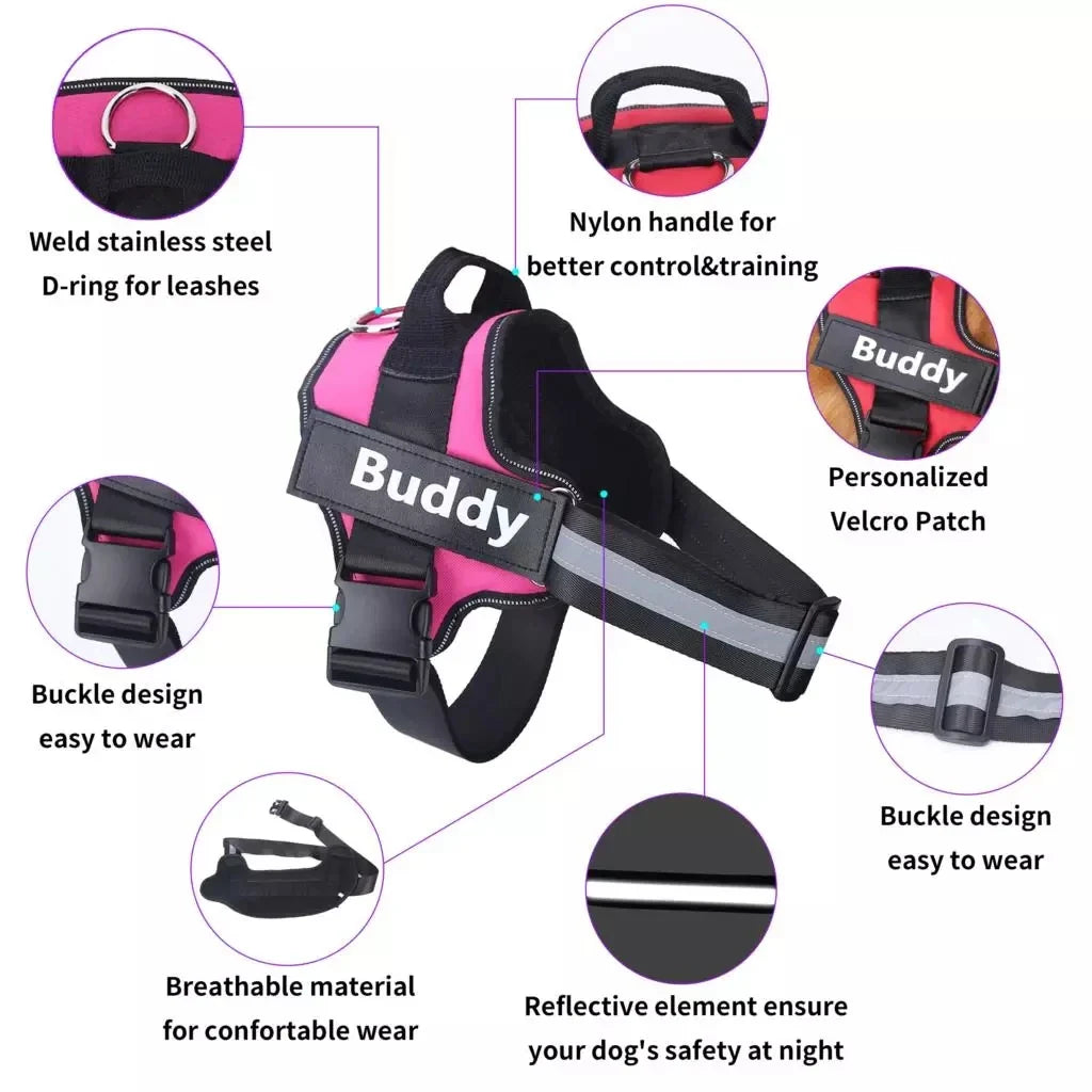 Personalized Reflective Dog Harness (no-pull)