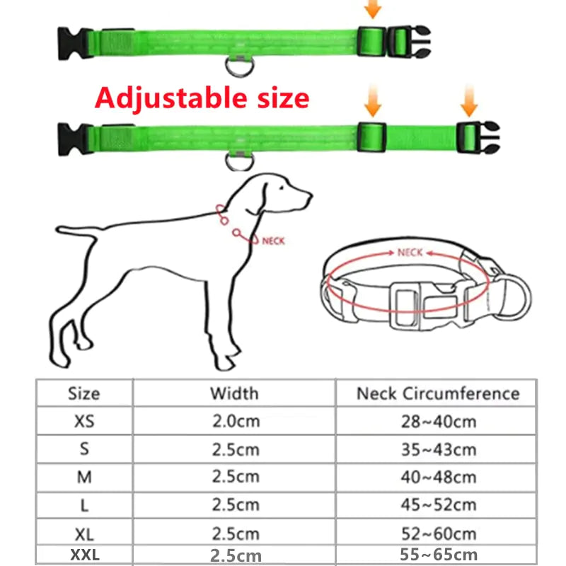 High Visibility LED Glowing Dog Collar