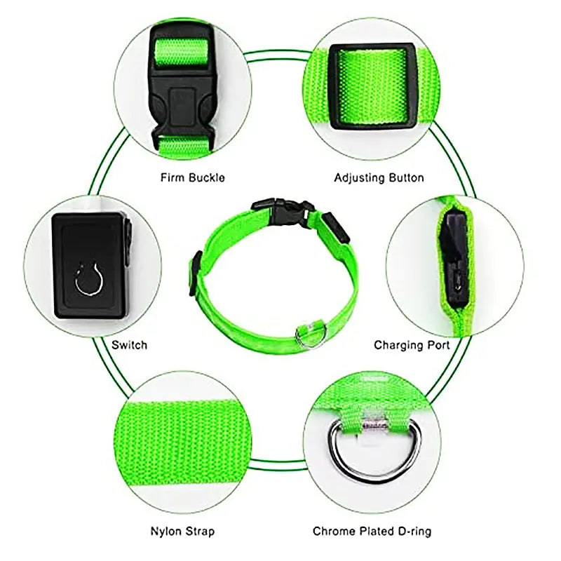 High Visibility LED Glowing Dog Collar